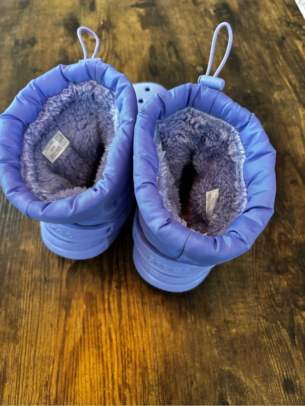 CROCS Kids Lavender Waterproof Puff Clog Boots